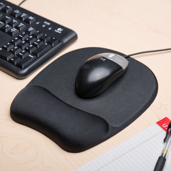 Fellowes 9176501 Black Mouse Pad with Foam Wrist Rest