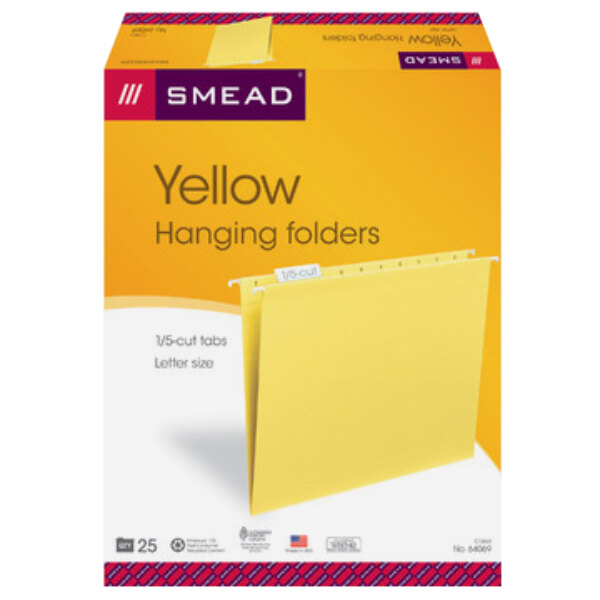 Smead 64069 Letter Size Hanging File Folder - 1/5 Cut Repositionable ...