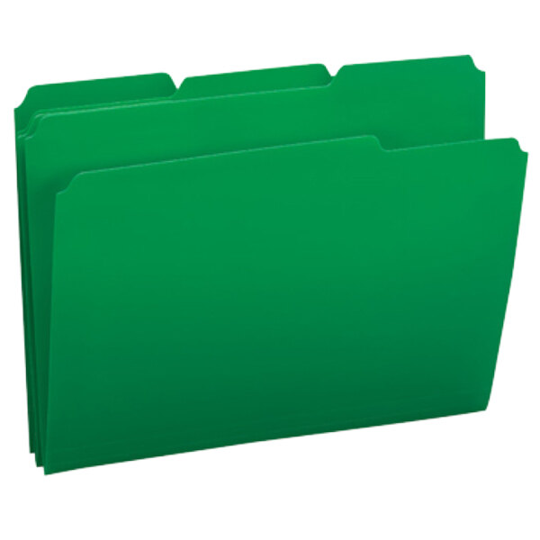Smead 10502 Waterproof Poly Letter Size File Folder - Standard Height with 1/3 Cut Assorted Tab, Green - 24/Box