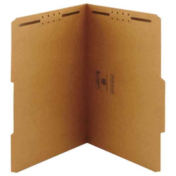 Smead 19880 Legal Size Fastener Folder with 2 Fasteners - Reinforced 2/5 Cut Right of Center Tab, Kraft - 50/Box