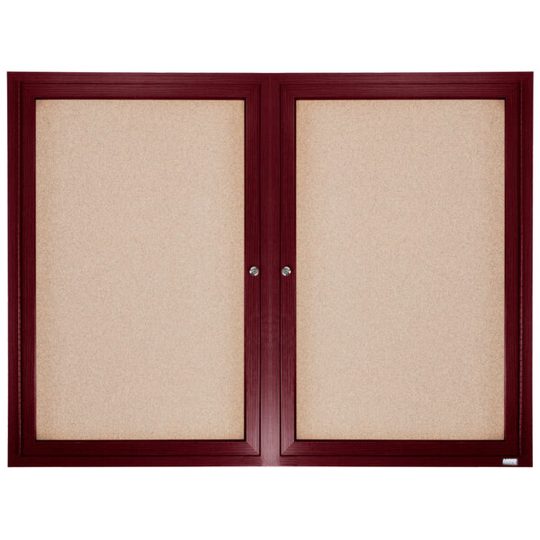 Aarco CBC3648R 36" x 48" Enclosed Indoor Hinged Locking 2 Door Bulletin