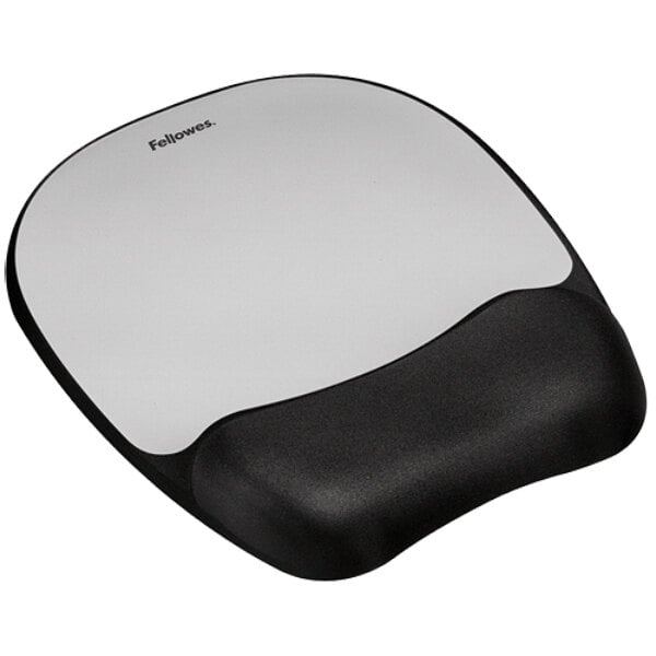 Fellowes 9175801 Black / Silver Mouse Pad with Memory Foam Wrist Rest