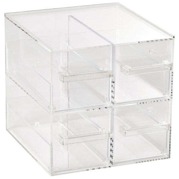 Vollrath SBB2X2 Cubic Four Drawer Clear Acrylic Bread Box with Reusable