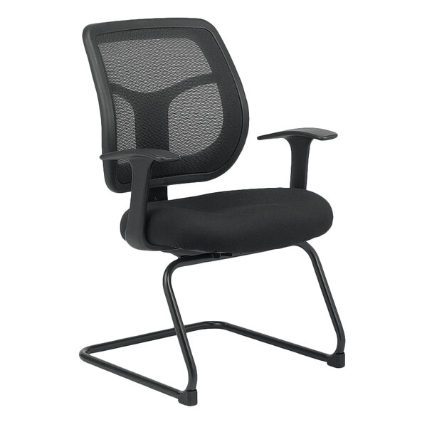 A Eurotech black office chair with mesh back and black frame.