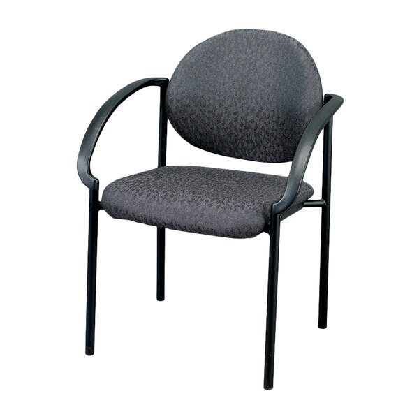 A charcoal grey Eurotech Dakota curved arm chair with black armrests and frame.