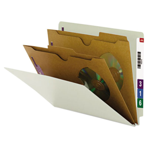 A Smead file folder with CD's in it.