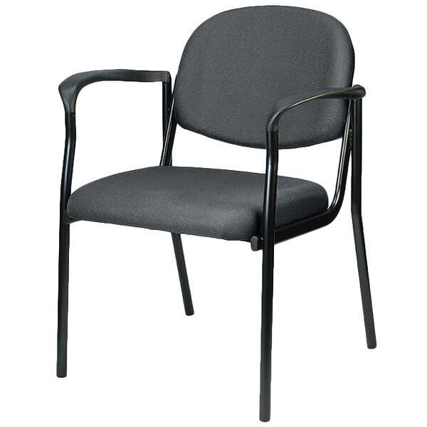A Eurotech Dakota series charcoal arm chair with a black frame and arms and a gray seat.