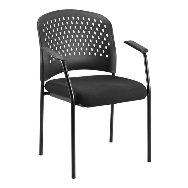 Eurotech FS9077 Breeze Series Black Fabric and Plastic Office Side Chair with Black Frame