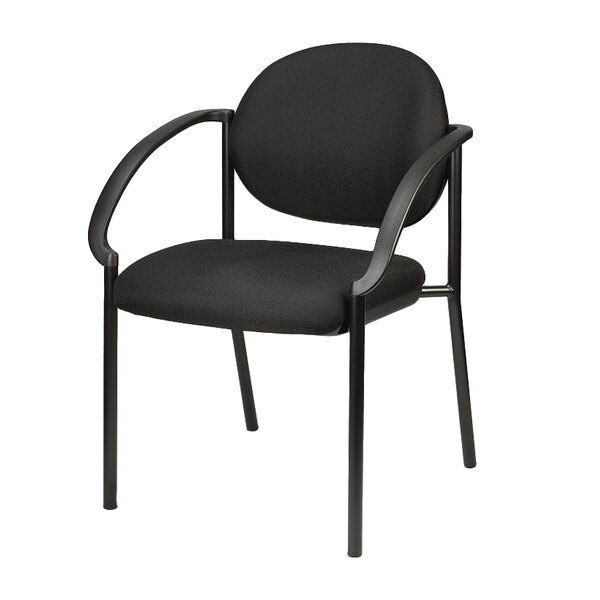 A black Eurotech Dakota curved arm chair with a metal frame.
