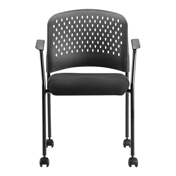 Eurotech FS9070 Breeze Series Black Fabric and Plastic Office Side Chair with Black Frame and Casters