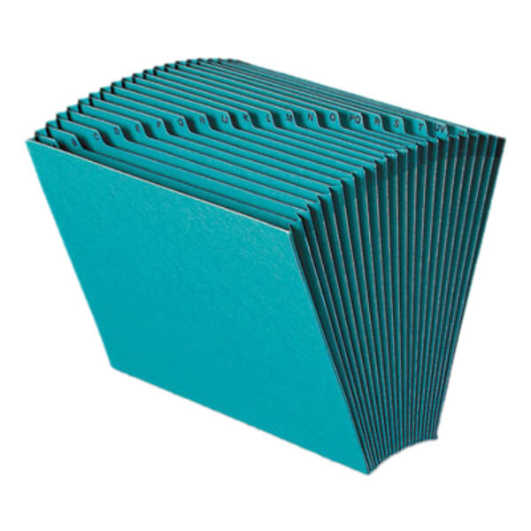 A stack of Smead teal letter size file folders.