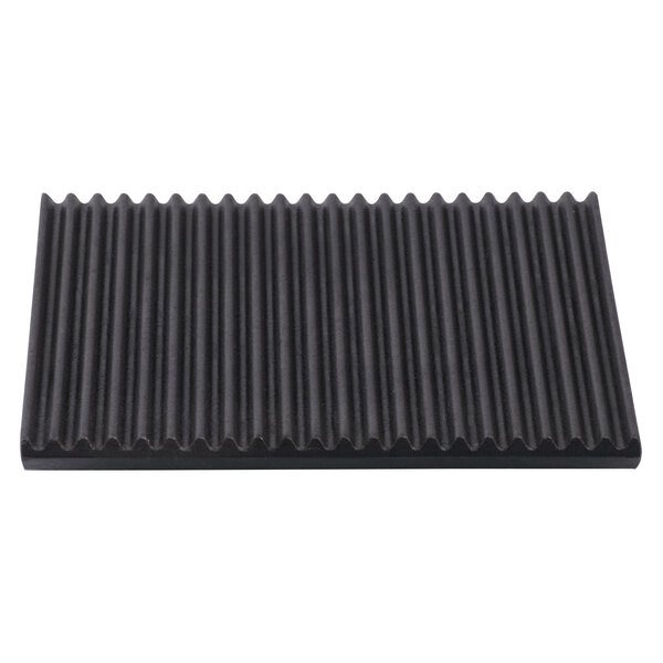 A black rectangular Avantco grill plate with a grooved surface.