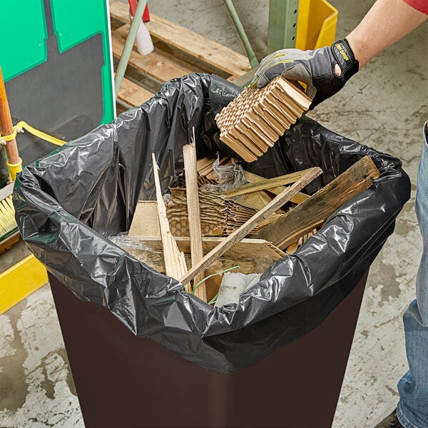 Lavex Pro 55-60 Gallon 3 Mil 38 x 58 Low Density Heavy-Duty Industrial  Contractor Black Trash Bag Can Liner - 50/Case