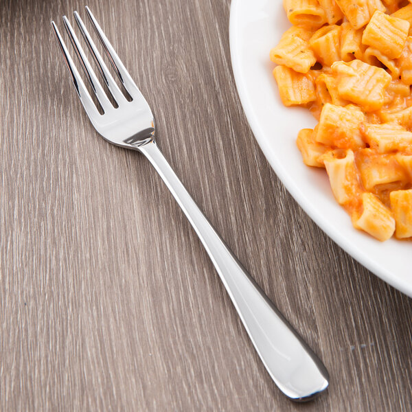 A plate of pasta with a Libbey Auberge dessert fork.