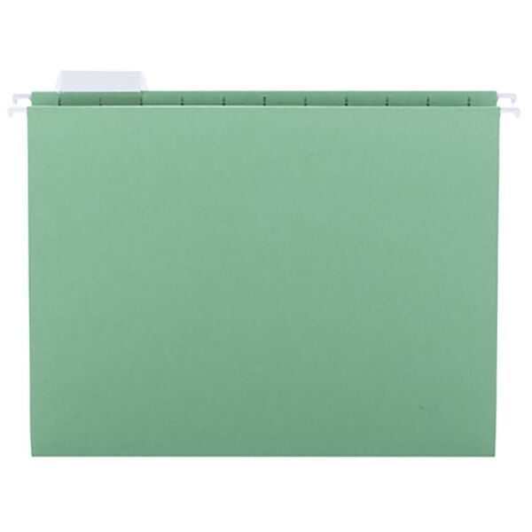 Smead 64061 Letter Size Hanging File Folder - 1/5 Cut Repositionable Poly Tab, Bright Green - 25/Box