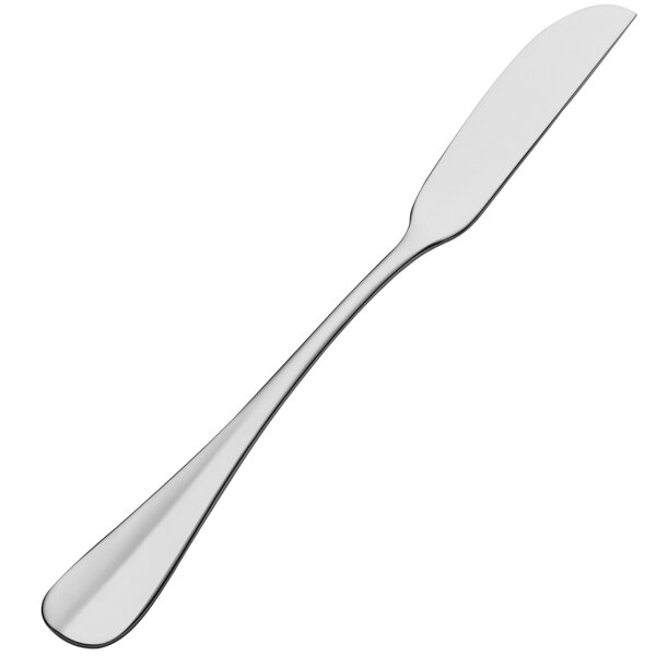 A Bon Chef stainless steel butter spreader with a long handle.