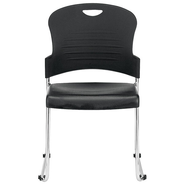 A black Eurotech S5000 Aire Series plastic chair with chrome legs.