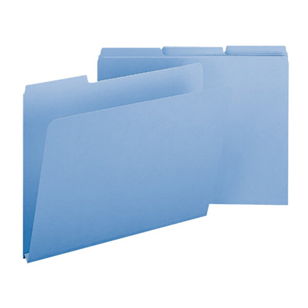 Smead 21530 Letter Size File Folder with 1" Expansion - Standard Height with 1/3 Cut Assorted Tab, Blue - 25/Box