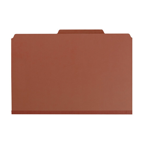 A brown Smead file folder with a red tab.