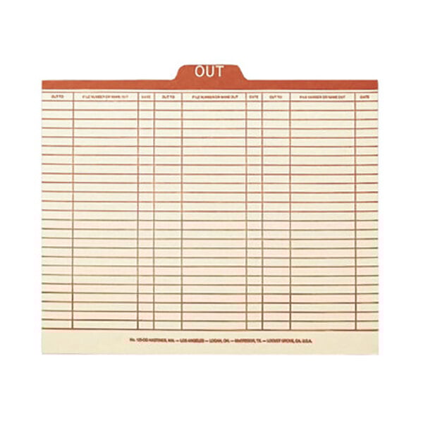 Smead 51910 Charge-Out Manila / Red Record Guide with 1/5 Tab, Letter   - 100/Box