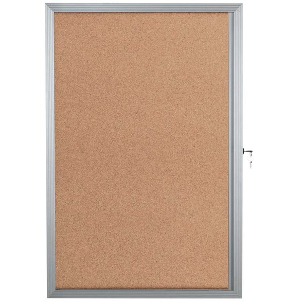 Aarco EBC3624 36" x 24" Enclosed Hinged Locking 1 Door Bulletin Board