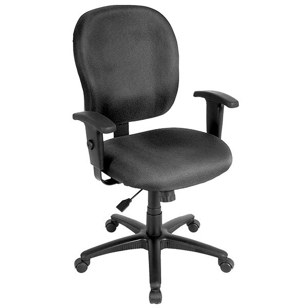 A Eurotech Racer Street office chair in black with arms and wheels.