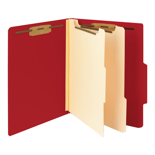 Smead Classification Folder - 2 Inch Expansion With Prong Fasteners, Letter Size, Red (10 Pack)