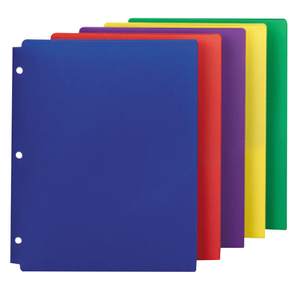 Messing indstudering Afsnit Smead 87939 Letter Size 2-Pocket Poly Pocket Folder - 3-Hole Punched,  Assorted Color - 10/Pack