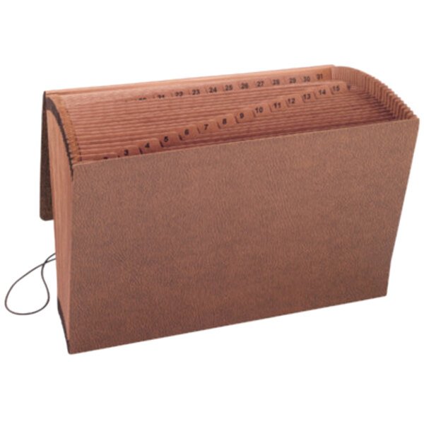 A brown Smead TUFF file folder with numbers on tabs.