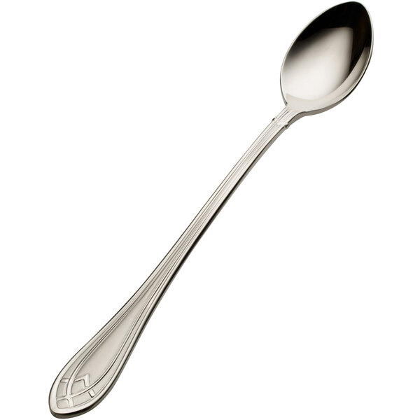 A Bon Chef stainless steel iced tea spoon with a handle.