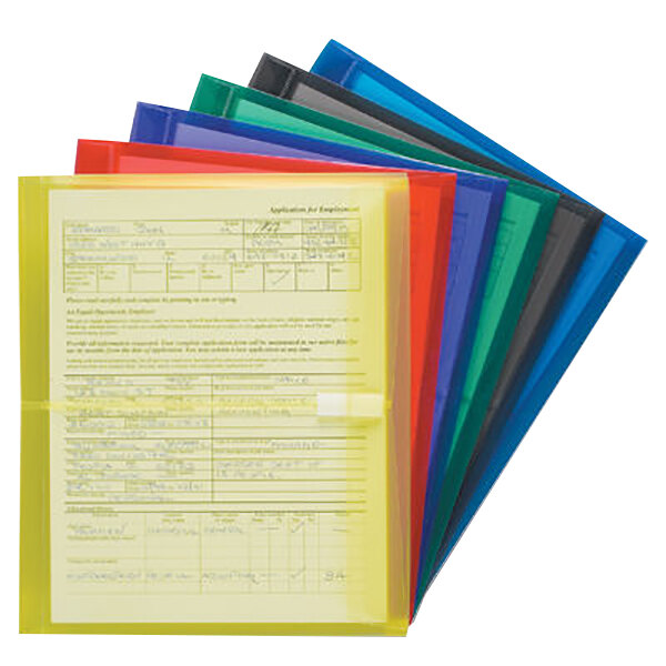 A group of Smead poly envelopes in several different colors.