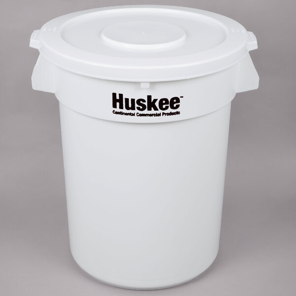 Continental Huskee Recycle Container - 32-Gallon, Blue, Round Industrial Trash Can With Lid & Bag Cinch - View #3