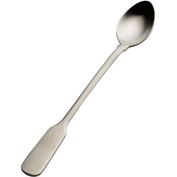A Bon Chef stainless steel iced tea spoon with a silver handle and spoon.