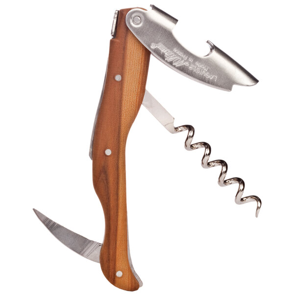 A Laguiole Millesime corkscrew with a wood effect ABS handle.