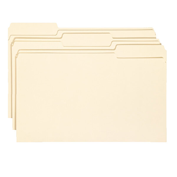 A group of Smead legal size file folders with 1/3 cut assorted tabs.