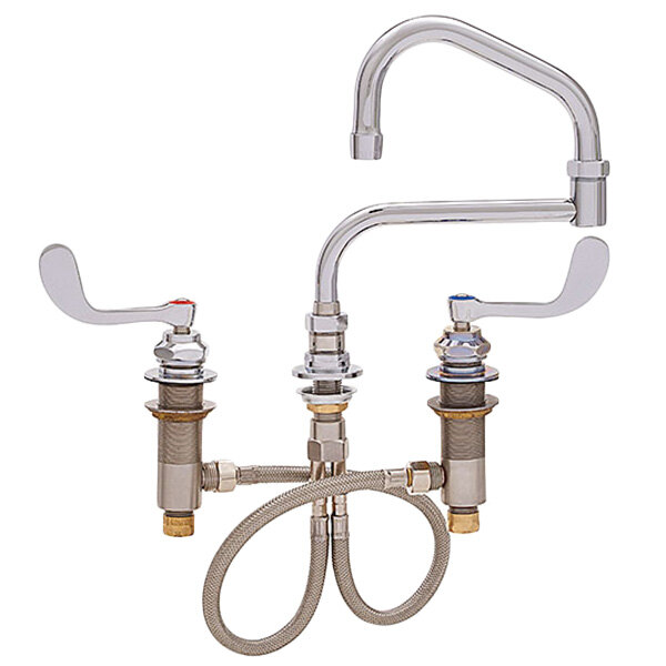 Fisher 48224 Deck Mounted Faucet with Widespread Deck, 21" DoubleJointed Swing Nozzle, 2.2 GPM