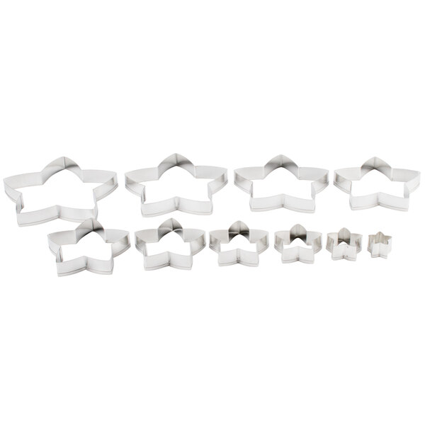 A set of Ateco stainless steel star cookie cutters.