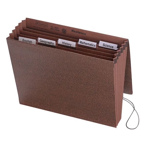 A Smead redrope file folder with 6 tabs and cord closure.