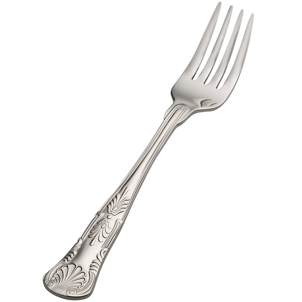 A Bon Chef stainless steel salad/dessert fork with a silver handle and design.