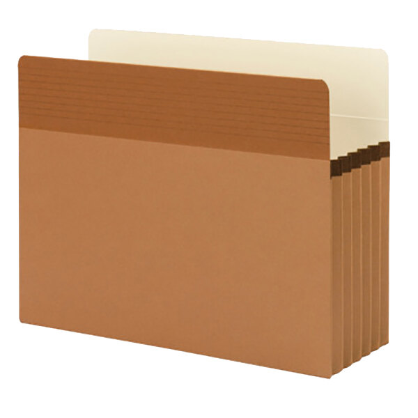 A brown file folder with white edges.