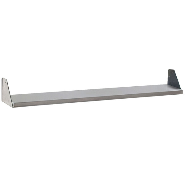 A stainless steel rectangular Eagle Group dish shelf with metal corners.