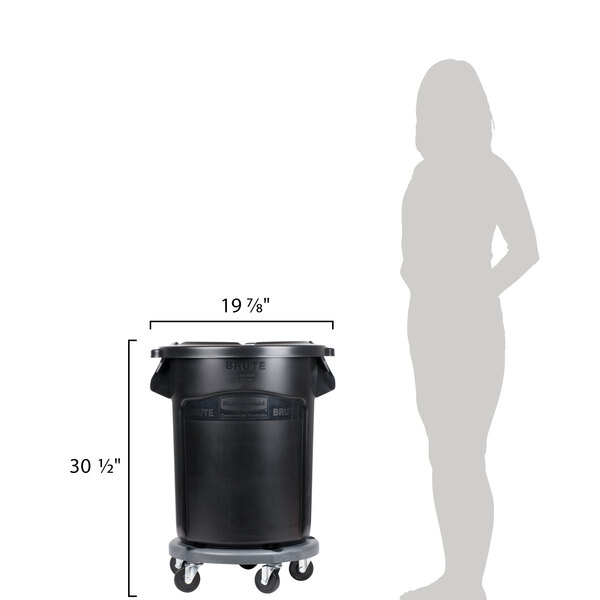 Rubbermaid BRUTE 20 Gallon Black Executive Round Trash Can with Lid and