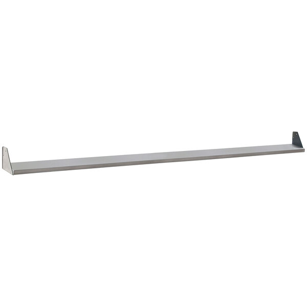 A long stainless steel rectangular shelf with a long handle.