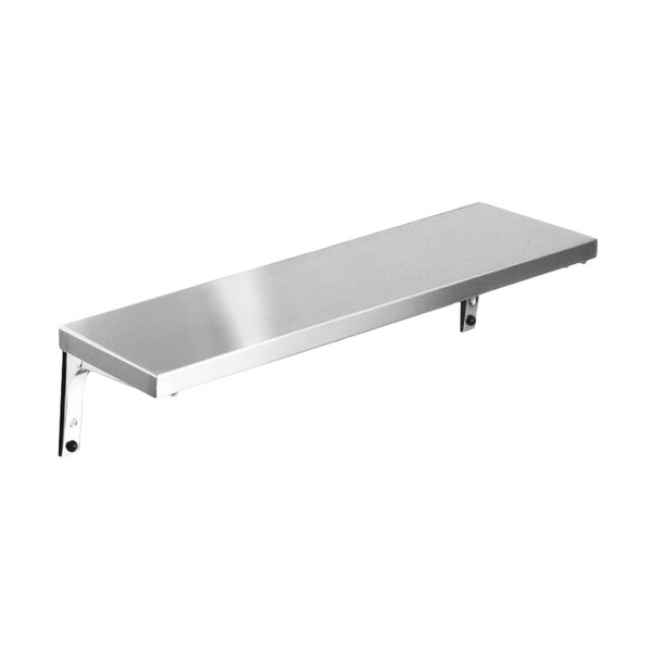 A stainless steel solid tray slide with drop brackets.