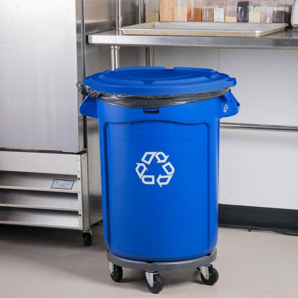 Rubber Maid 2017965 Blue Round Recycling Trash Can Lid for 32 Gal Brute 1 Details about    