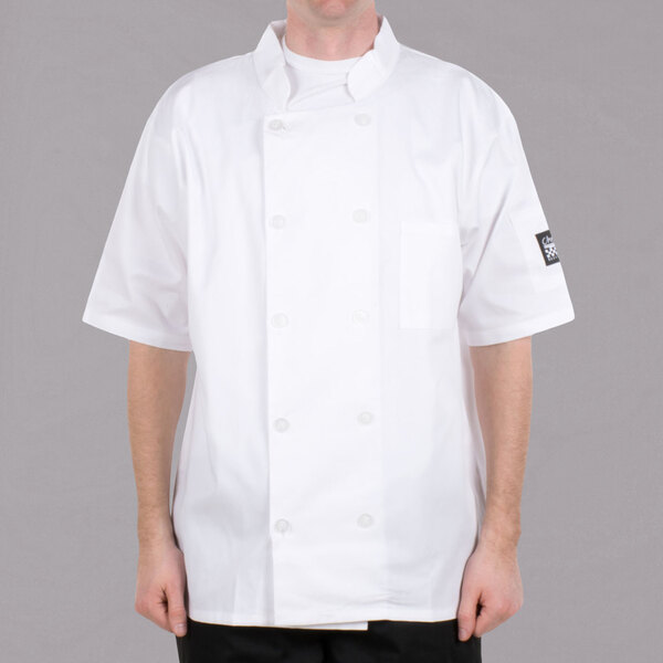 Chef Revival Bronze J105 Unisex White Customizable Short Sleeve Chef Coat - 3X