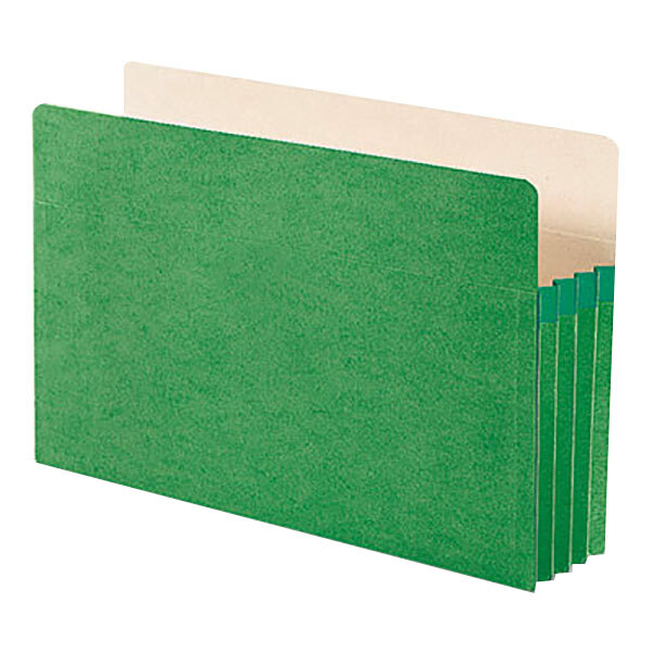 Smead 74226 Legal Size File Pocket - 3 1/2" Expansion with Straight Cut Tab, Green