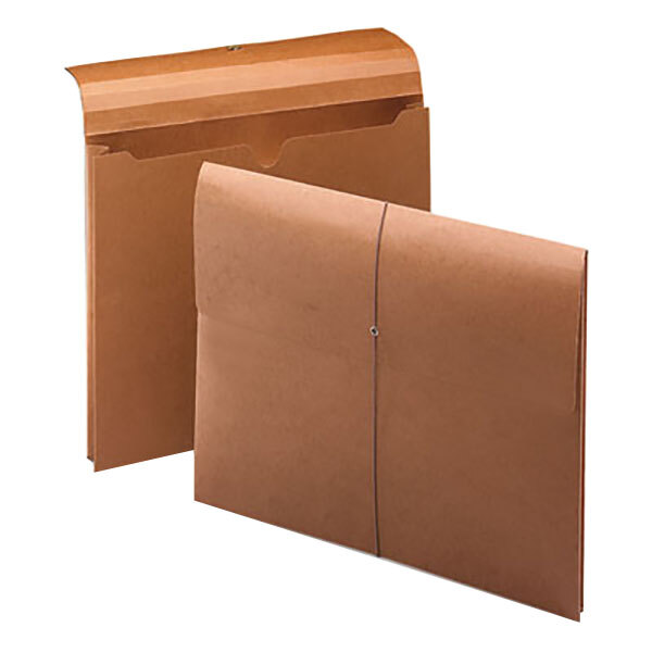 A redrope Smead letter size expansion wallet with a string closure and an open flap.