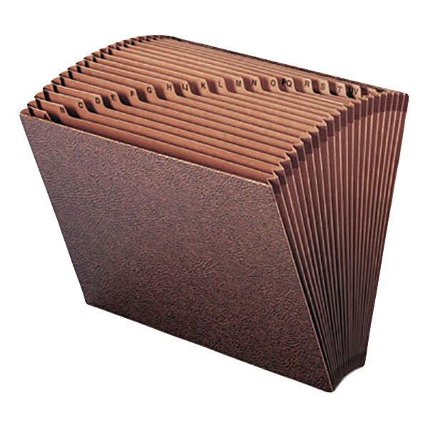 A brown Smead TUFF file folder with A-Z indexed brown tabs.