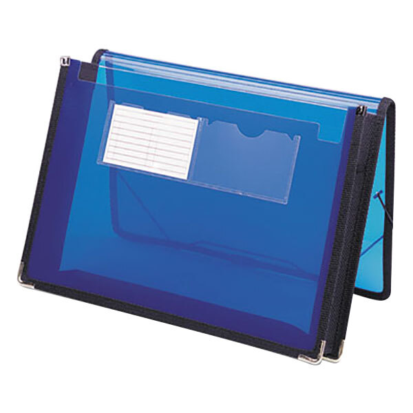 Smead 71953 Letter Size Poly Expansion Wallet - 2 1/4" Expansion with Flap and Cord Closure, Blue